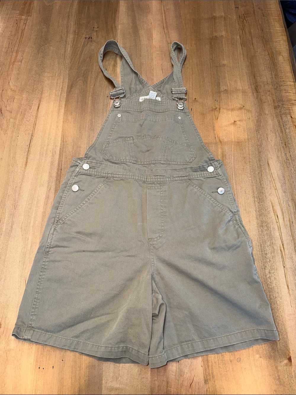 Gloria Vanderbilt Olive Green Cargo Short Overalls